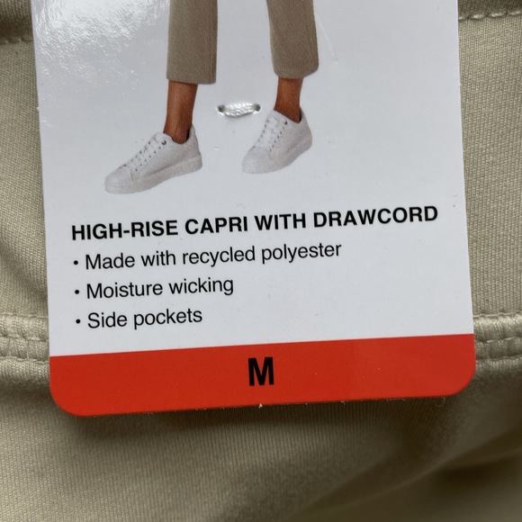 Mondetta Women's M High-Rise Capri with Drawcord Beige Recycled d1096 - Picture 2 of 6